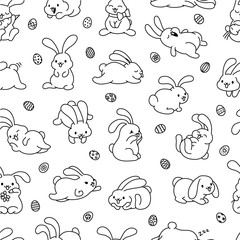 Easter Bunny Vector Seamless Pattern