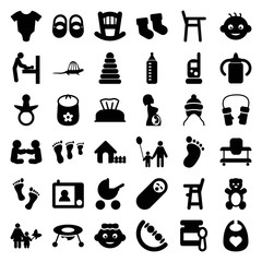 Set of 36 baby filled icons