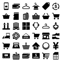 Set of 36 store filled icons