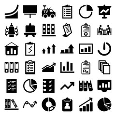 Set of 36 report filled icons