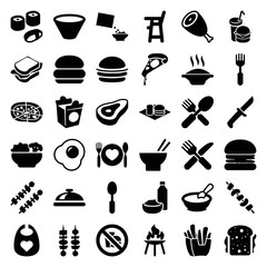 Set of 36 lunch filled icons