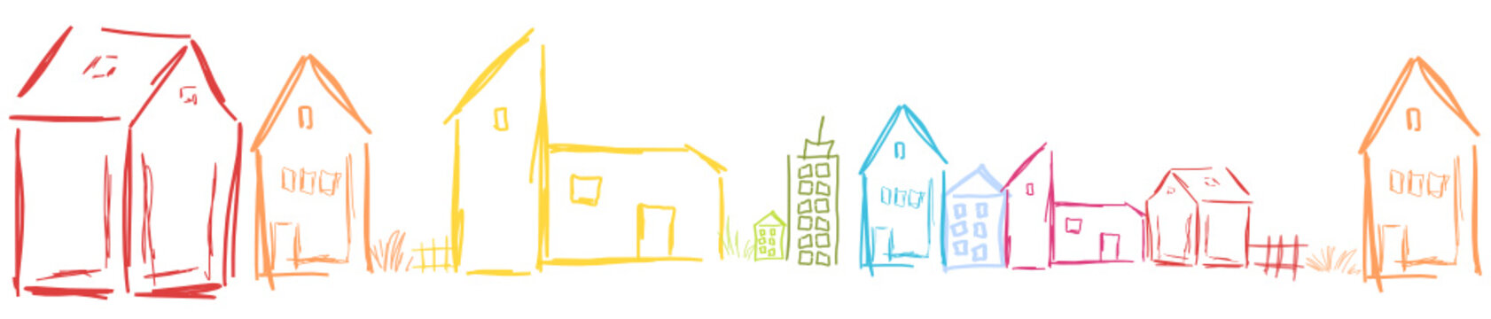 Stadt Dorf City Panorama Band Banner Reihe bunt