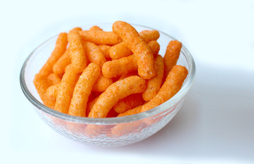 Bowl with cheddar puffs