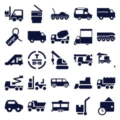 Set of 25 truck filled icons