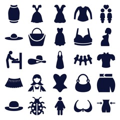 Set of 25 lady filled icons