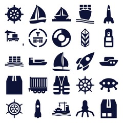 Set of 25 ship filled icons