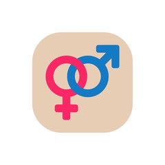 Vector male & female icon set. Toilet sign. The icon with a color sign on a white/color background. Can be used as a design element.