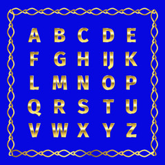 Vector golden alphabet. Golden letters.