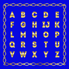 Vector golden alphabet. Golden letters.