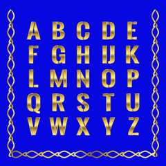 Vector golden alphabet. Golden letters.