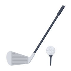 Golf ball and putter, vector illustration in flat design