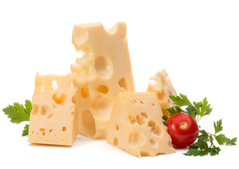 Cheese block isolated on white background cutout
