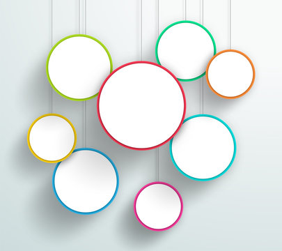 Vector 3d Colourful Circle Signs Hanging Design