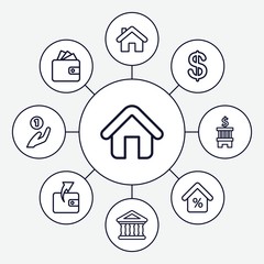 Set of 9 loan outline icons