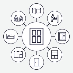 Set of 9 room outline icons