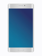 Smartphone with blank screen on white background.Modern. Grey color. Front view.