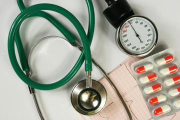 Stethoscope on white background.