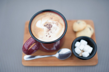 Cappuccino in a vintage cup