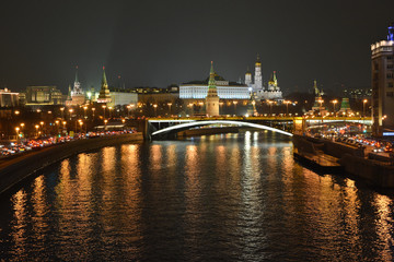 Moscow Kremlin at night.