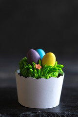 Easter cup cake with eggs