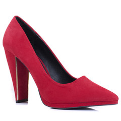 Red high heel women shoes on white