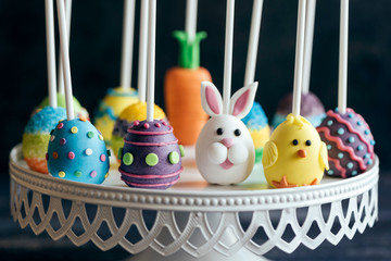 Served cake pops with Easter decoration