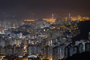 Fototapeta premium Skyline of Hong Kong From Mountain at Night