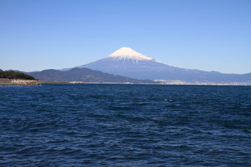Mt. Fuji and sea, view from Mihono Matsubara in Shizuoka, Japan