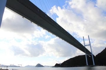 Nagasaki bay and Megami bridge in Nagasaki, Japan