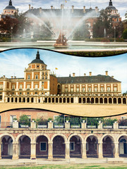 Collage of Royal Palace of Aranjuez, Madrid, Spain . 