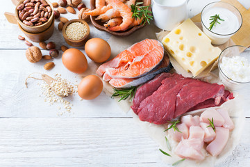 Assortment of healthy protein source and body building food