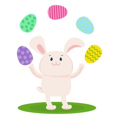 easter bunny juggles with eggs