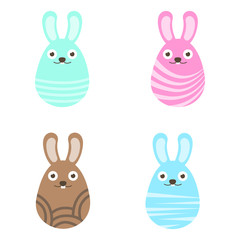 Set easter bunny egg with ornament. Pack icon colorful bunny egg