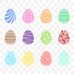Set easter egg with ornament. Pack icon simple easter egg on transparent background