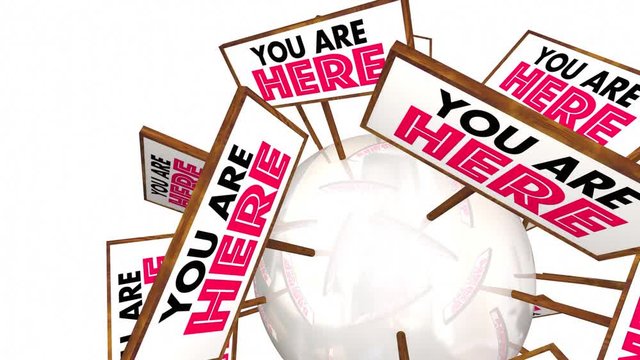 You Are Here Signs Sphere Location Lost Found 3d Animation