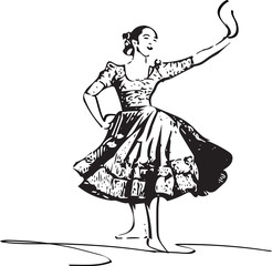 Fototapeta na wymiar Illustration of woman dancing marinera