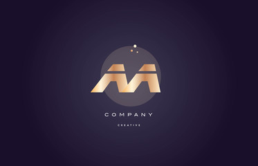 aa a  gold metal purple alphabet letter logo icon template