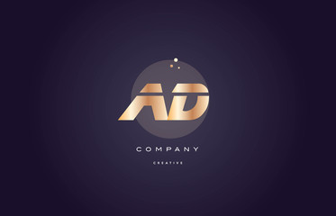 ad a d  gold metal purple alphabet letter logo icon template