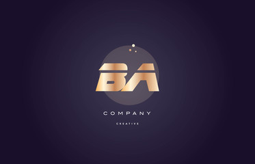 ba b a  gold metal purple alphabet letter logo icon template