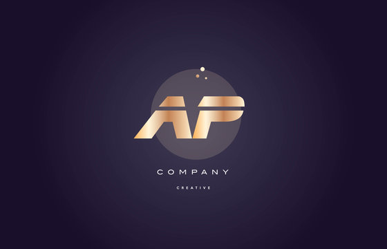 ap a p  gold metal purple alphabet letter logo icon template