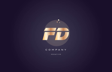 fd f d  gold metal purple alphabet letter logo icon template