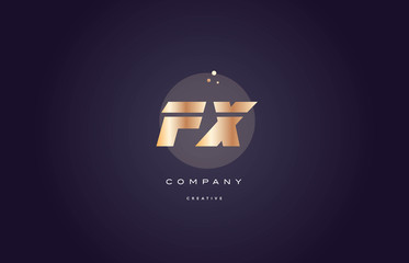 fx f x  gold metal purple alphabet letter logo icon template