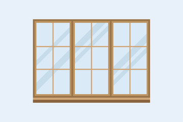 Type of house windows element isolated flat style frame domestic door double construction and contemporary decoration apartment vector illustration.