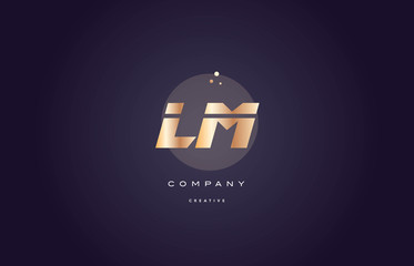 lm l m  gold metal purple alphabet letter logo icon template