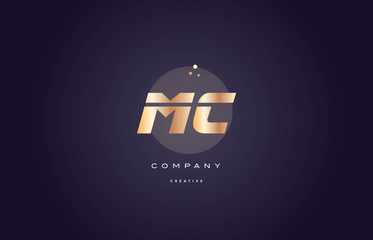 mc m c  gold metal purple alphabet letter logo icon template