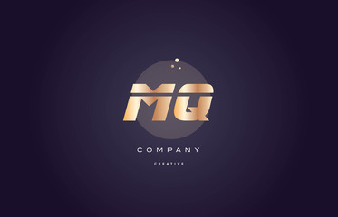mq m q  gold metal purple alphabet letter logo icon template