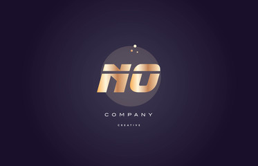 no n o  gold metal purple alphabet letter logo icon template