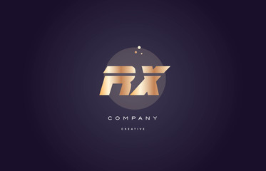 rx r x  gold metal purple alphabet letter logo icon template