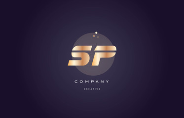sp s p  gold metal purple alphabet letter logo icon template
