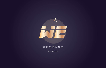 we w e  gold metal purple alphabet letter logo icon template
